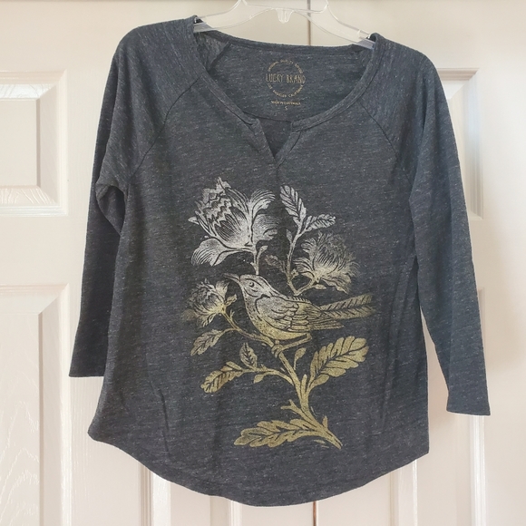 Lucky Brand Gray Bird Top - Picture 1 of 4